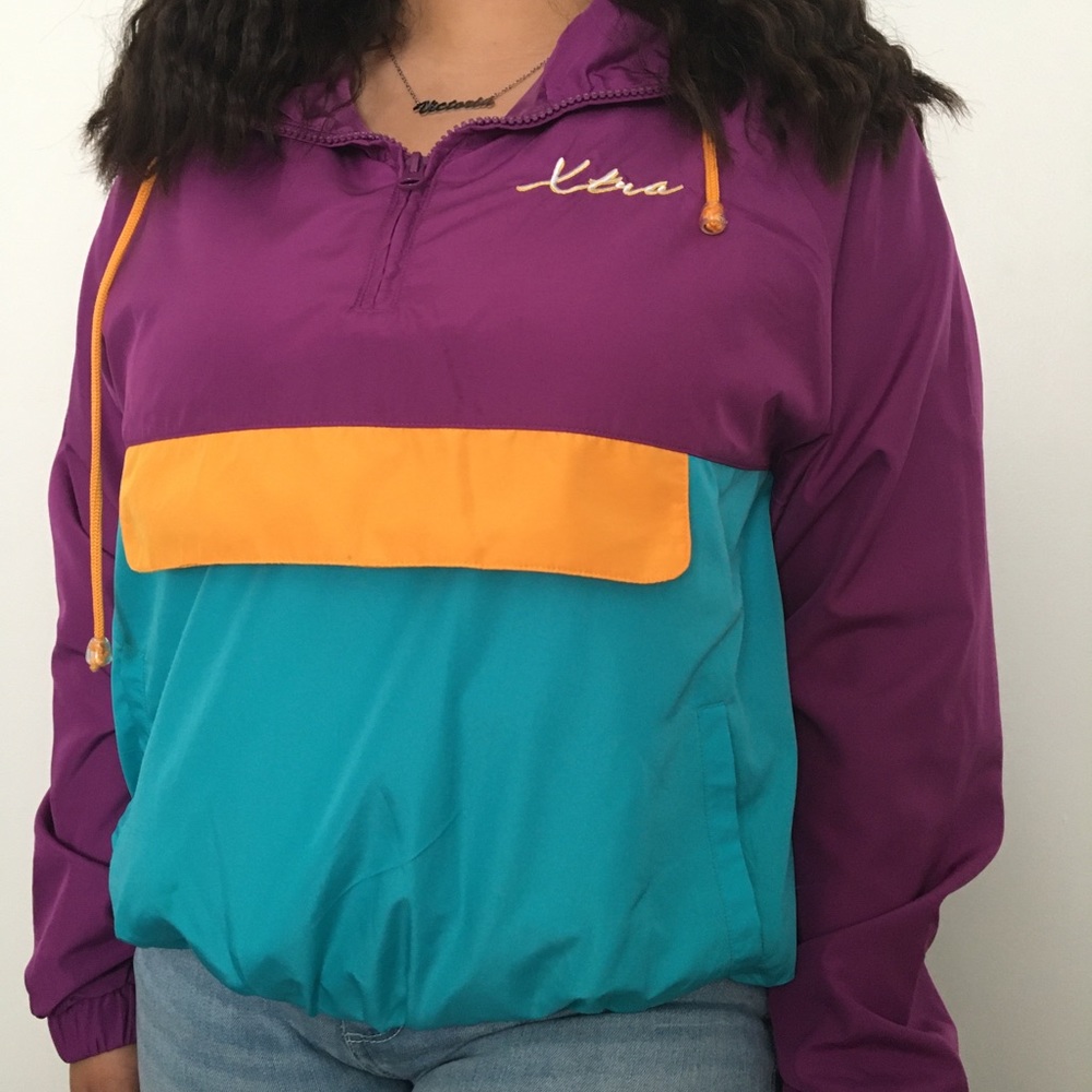 colorblock embroidered windbreaker